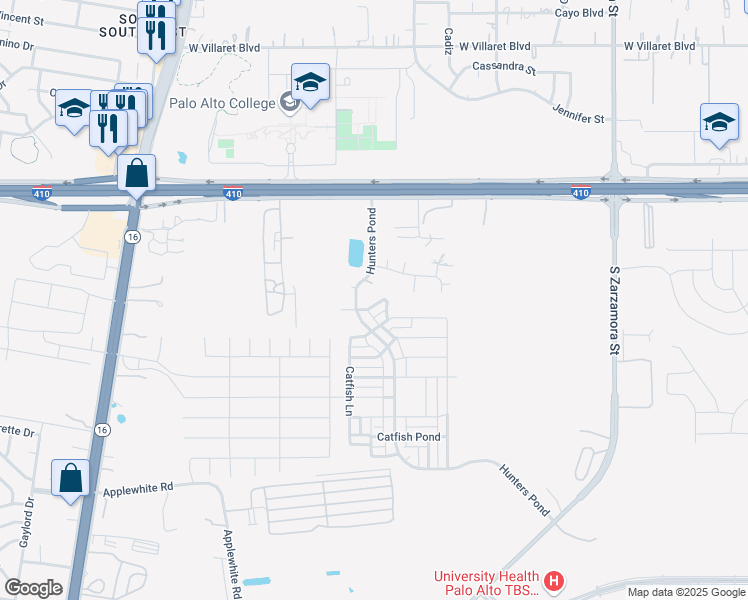 map of restaurants, bars, coffee shops, grocery stores, and more near 2119 Bigmouth Hook in San Antonio