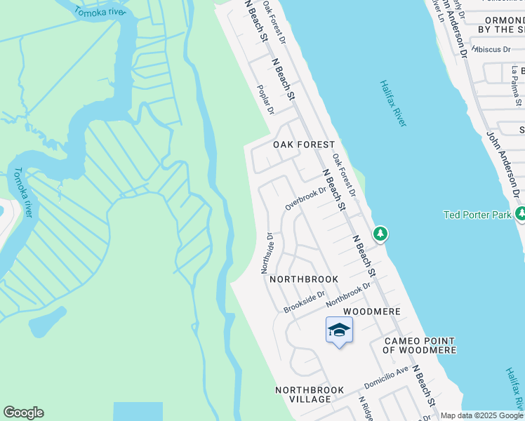 map of restaurants, bars, coffee shops, grocery stores, and more near 1312 Northside Drive in Ormond Beach
