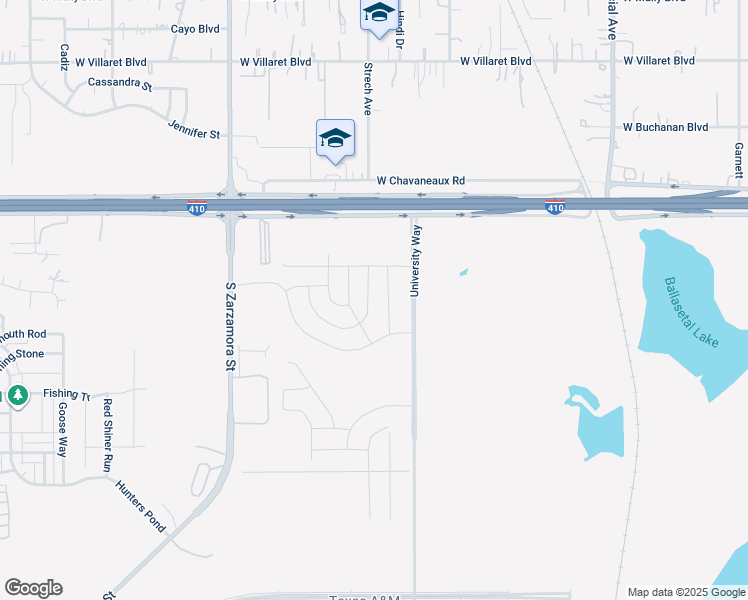 map of restaurants, bars, coffee shops, grocery stores, and more near University Way in San Antonio