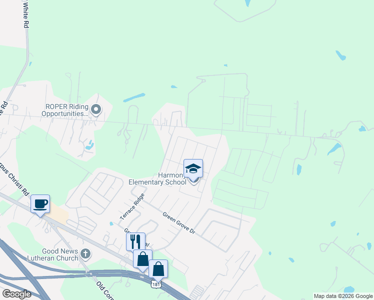 map of restaurants, bars, coffee shops, grocery stores, and more near 5376 Higdon Road in San Antonio