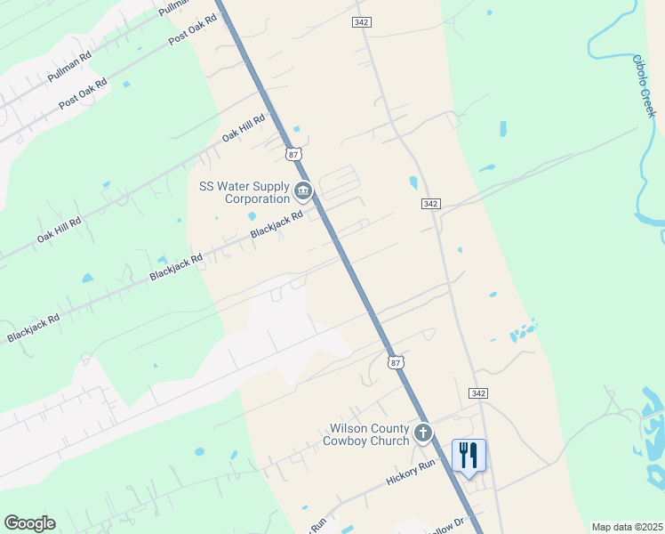 map of restaurants, bars, coffee shops, grocery stores, and more near 10093 U.S. Highway 87 West in La Vernia