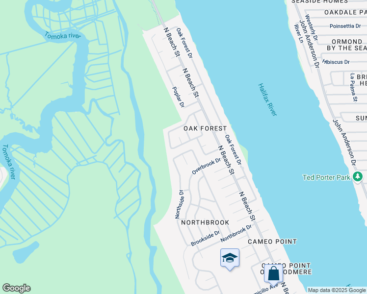 map of restaurants, bars, coffee shops, grocery stores, and more near 4 Walden Lane in Ormond Beach