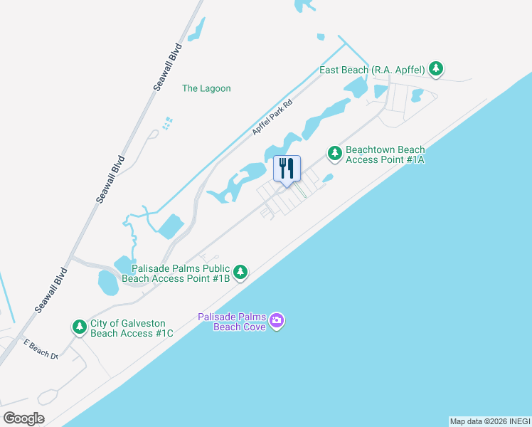 map of restaurants, bars, coffee shops, grocery stores, and more near 633 Ramsar Road in Galveston