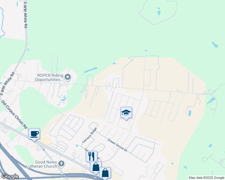 map of restaurants, bars, coffee shops, grocery stores, and more near 5322 Higdon Road in San Antonio