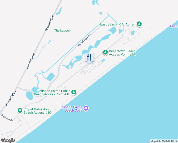 map of restaurants, bars, coffee shops, grocery stores, and more near 738 Ramsar Road in Galveston