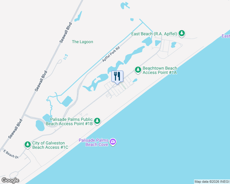 map of restaurants, bars, coffee shops, grocery stores, and more near 738 Ramsar Road in Galveston