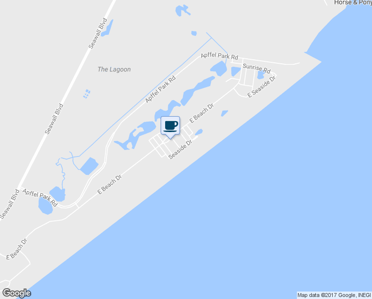 map of restaurants, bars, coffee shops, grocery stores, and more near 1709 Seaside Dr in Galveston