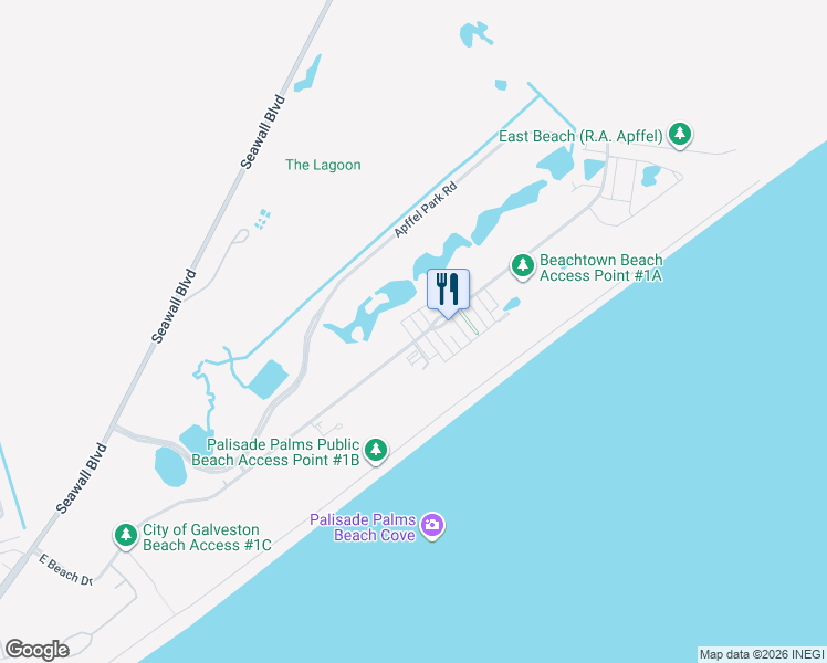 map of restaurants, bars, coffee shops, grocery stores, and more near 633 Ramsar Road in Galveston