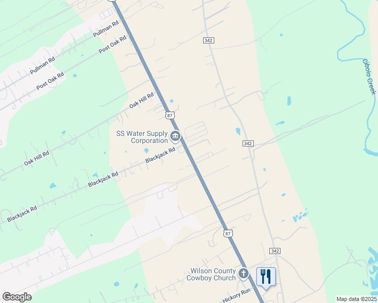 map of restaurants, bars, coffee shops, grocery stores, and more near 226 Sunny Loop in La Vernia