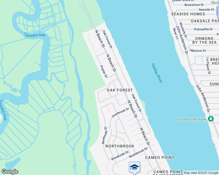map of restaurants, bars, coffee shops, grocery stores, and more near 11 Sycamore Circle in Ormond Beach