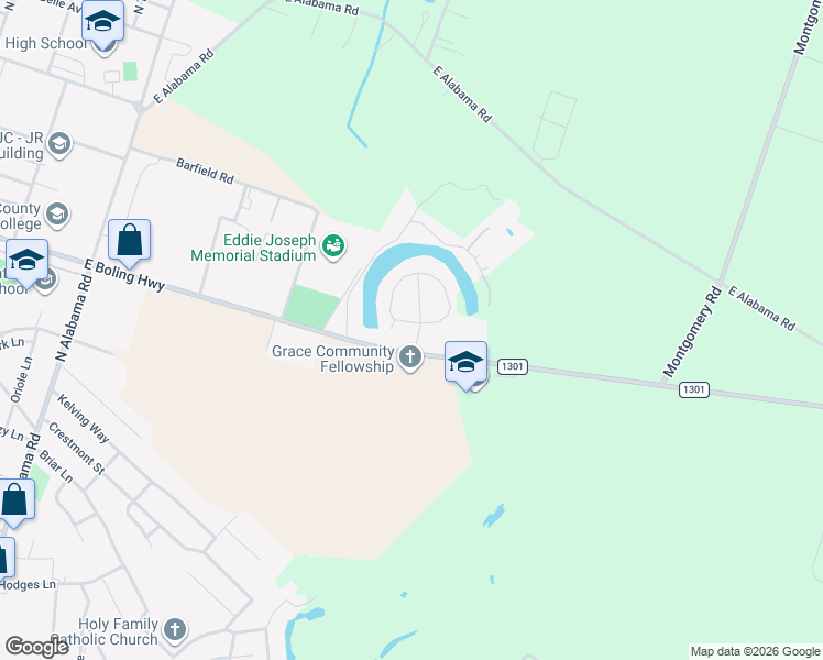 map of restaurants, bars, coffee shops, grocery stores, and more near 105 Greenbriar Drive in Wharton