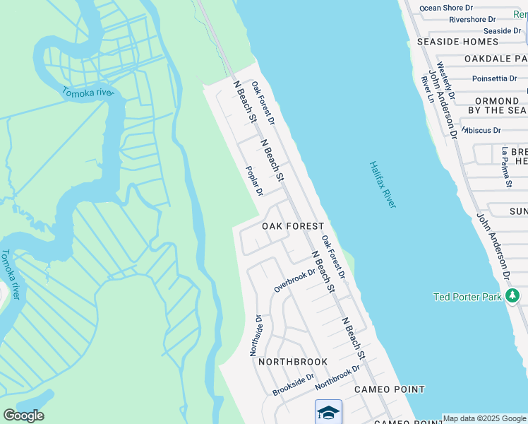 map of restaurants, bars, coffee shops, grocery stores, and more near 11 Sycamore Circle in Ormond Beach