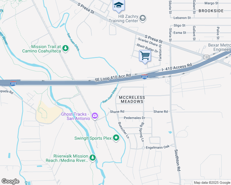 map of restaurants, bars, coffee shops, grocery stores, and more near 9723 Richey Otis Way in San Antonio