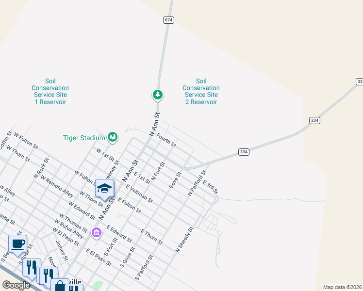 map of restaurants, bars, coffee shops, grocery stores, and more near 311 Fourth Street in Brackettville