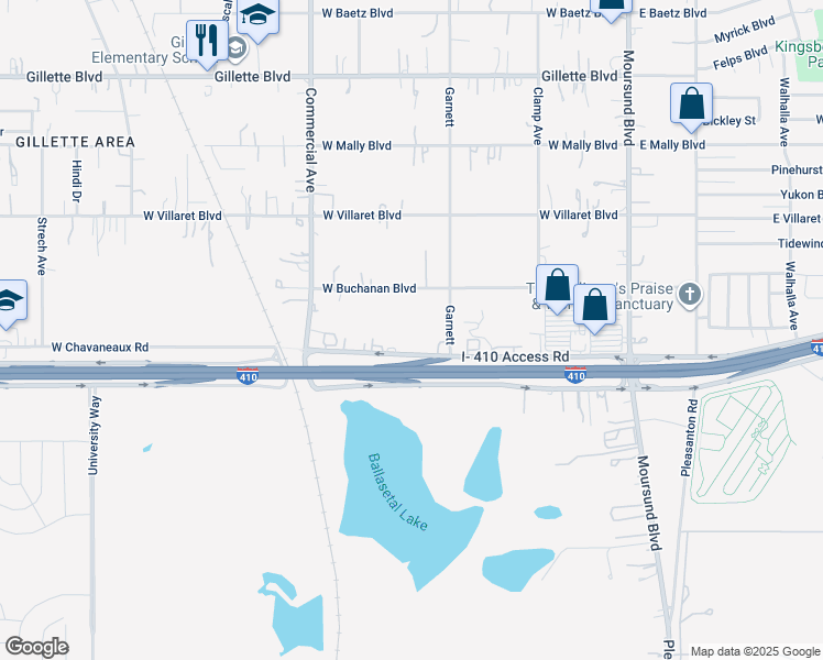 map of restaurants, bars, coffee shops, grocery stores, and more near 610 West Buchanan Boulevard in San Antonio