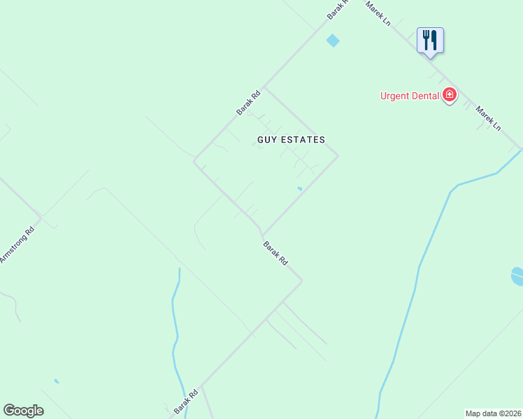 map of restaurants, bars, coffee shops, grocery stores, and more near 14611 Barak Road in Guy