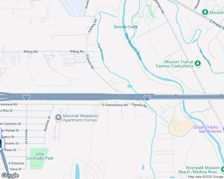 map of restaurants, bars, coffee shops, grocery stores, and more near 9539 Espada Road in San Antonio