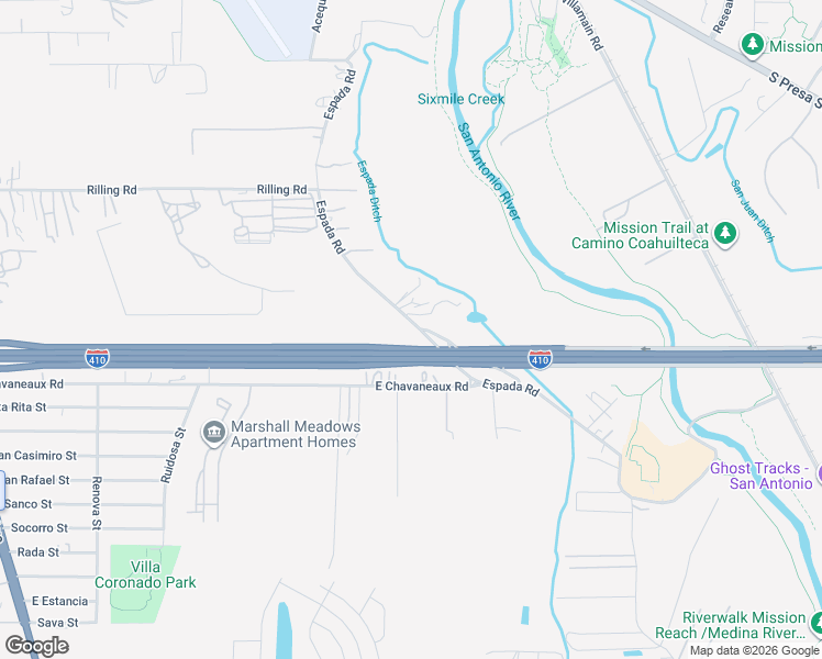 map of restaurants, bars, coffee shops, grocery stores, and more near 9539 Espada Road in San Antonio