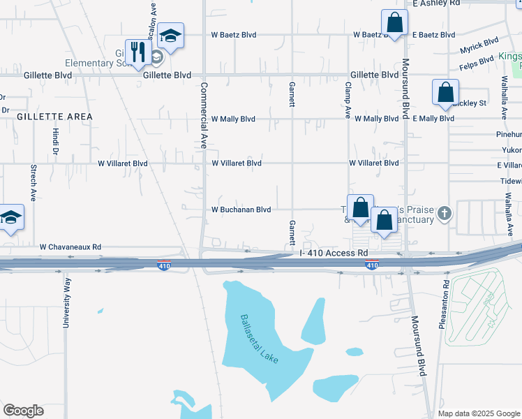map of restaurants, bars, coffee shops, grocery stores, and more near 610 West Buchanan Boulevard in San Antonio