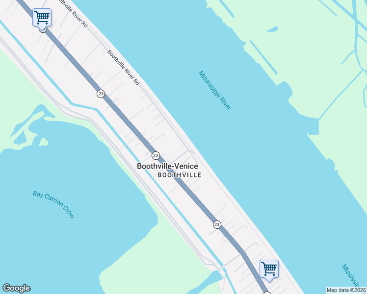 map of restaurants, bars, coffee shops, grocery stores, and more near 40884 Boothville River Road in Buras