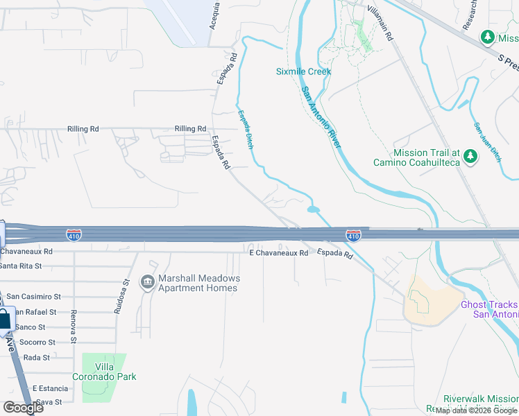 map of restaurants, bars, coffee shops, grocery stores, and more near 9539 Espada Road in San Antonio