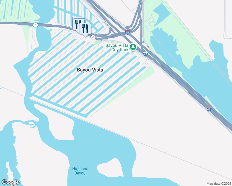 map of restaurants, bars, coffee shops, grocery stores, and more near 1292 Blue Heron Drive in Bayou Vista