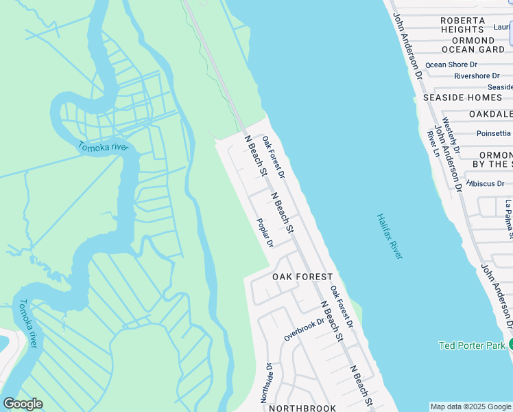 map of restaurants, bars, coffee shops, grocery stores, and more near 1525 Poplar Dr in Ormond Beach