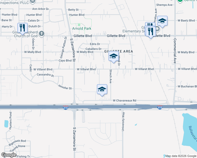 map of restaurants, bars, coffee shops, grocery stores, and more near 952 West Villaret Boulevard in San Antonio