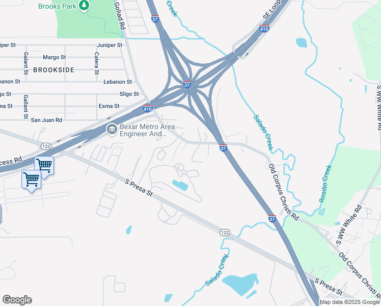 map of restaurants, bars, coffee shops, grocery stores, and more near 9441 Old Corpus Christi Highway in San Antonio