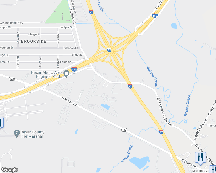 map of restaurants, bars, coffee shops, grocery stores, and more near 9441 Old Corpus Christi Highway in San Antonio