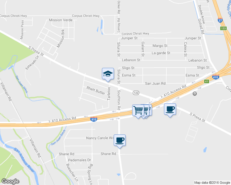map of restaurants, bars, coffee shops, grocery stores, and more near 9431 Southton Rd in San Antonio