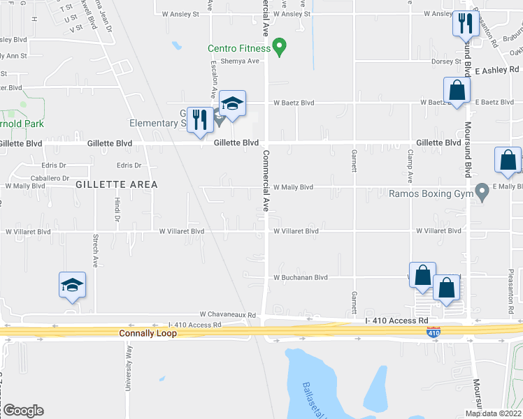 map of restaurants, bars, coffee shops, grocery stores, and more near 4235 Commercial Avenue in San Antonio