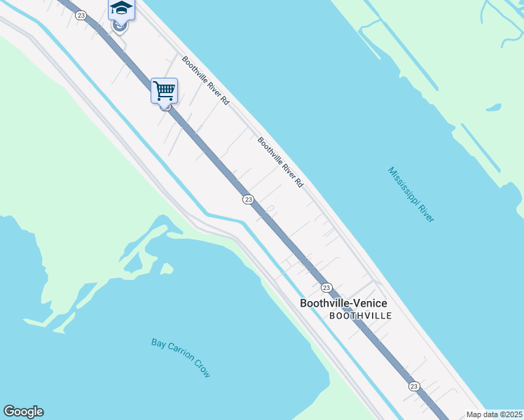 map of restaurants, bars, coffee shops, grocery stores, and more near in Boothville-Venice