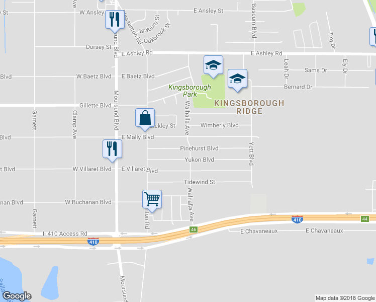 map of restaurants, bars, coffee shops, grocery stores, and more near 9454-9498 Walhalla Avenue in San Antonio