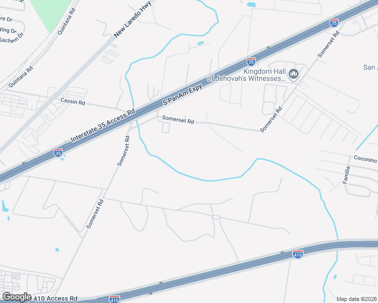 map of restaurants, bars, coffee shops, grocery stores, and more near 9486 Somerset Road in San Antonio