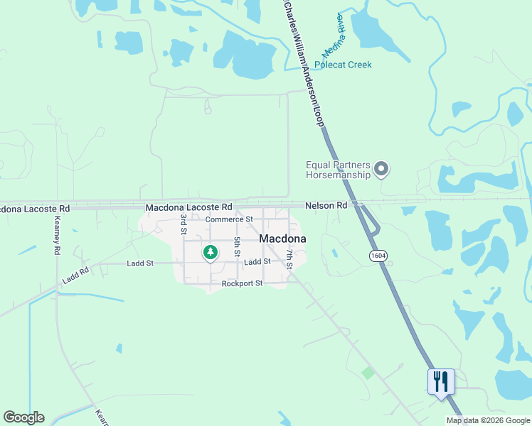 map of restaurants, bars, coffee shops, grocery stores, and more near 10220 Commerce Street in Atascosa