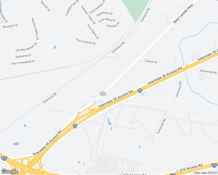 map of restaurants, bars, coffee shops, grocery stores, and more near 9605 Texas 353 Loop in San Antonio