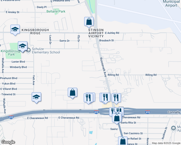 map of restaurants, bars, coffee shops, grocery stores, and more near 1038 Loma Mesa in San Antonio
