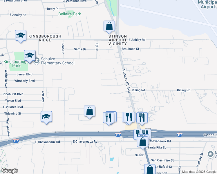 map of restaurants, bars, coffee shops, grocery stores, and more near 1038 Loma Mesa in San Antonio