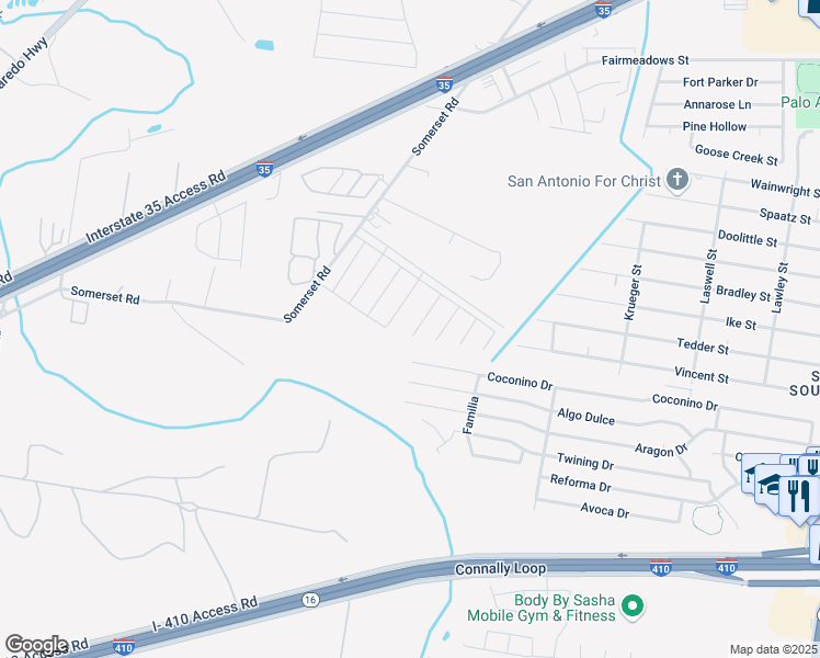 map of restaurants, bars, coffee shops, grocery stores, and more near 9427 Dogwood Hill in San Antonio