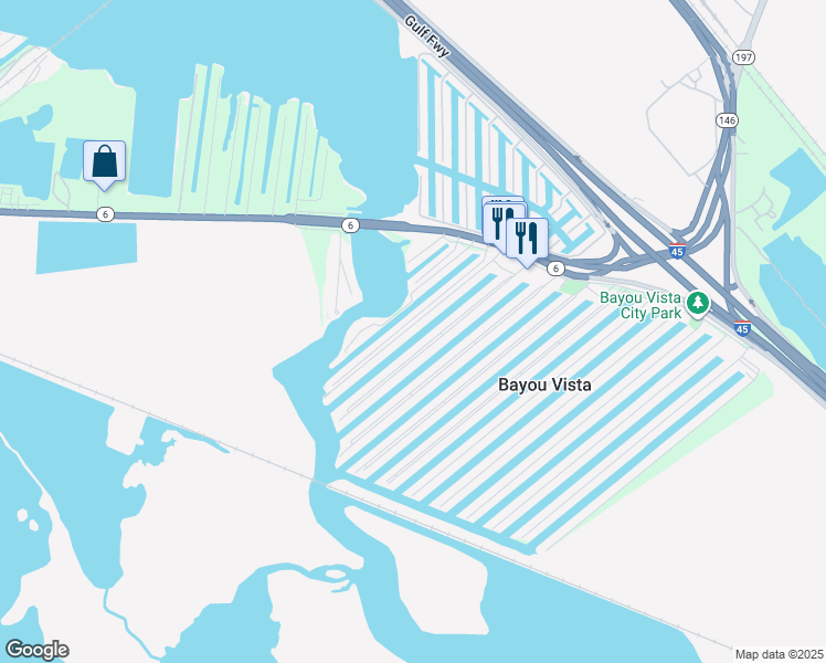 map of restaurants, bars, coffee shops, grocery stores, and more near 25 Dolphin Street in Hitchcock