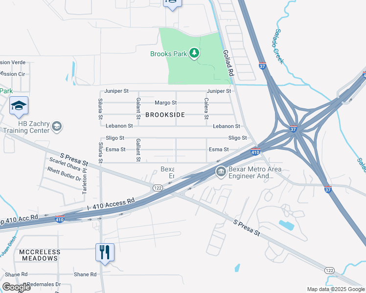 map of restaurants, bars, coffee shops, grocery stores, and more near 307 Esma Street in San Antonio