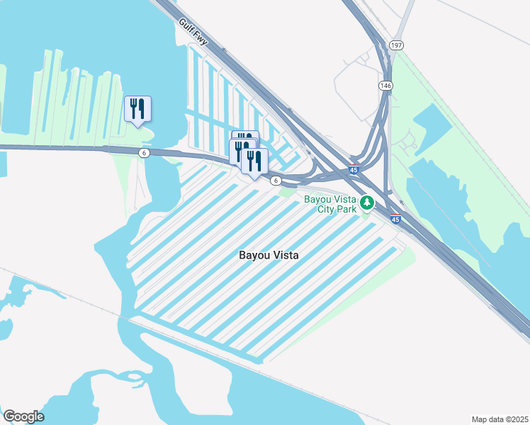map of restaurants, bars, coffee shops, grocery stores, and more near 300 Ling Street in Hitchcock