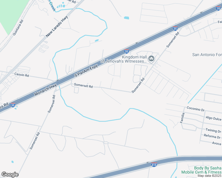 map of restaurants, bars, coffee shops, grocery stores, and more near 9324 Somerset Road in San Antonio