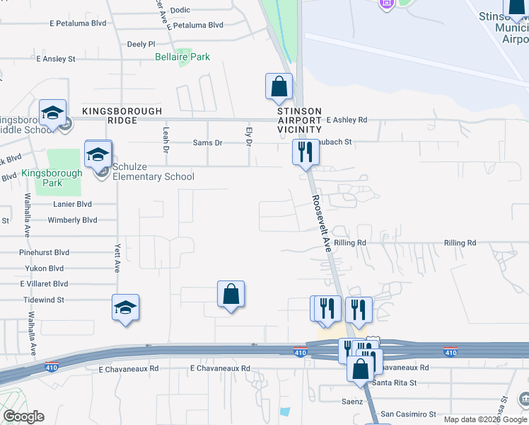 map of restaurants, bars, coffee shops, grocery stores, and more near 9215 Comarca in San Antonio