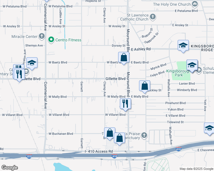 map of restaurants, bars, coffee shops, grocery stores, and more near 9322 Clamp Avenue in San Antonio