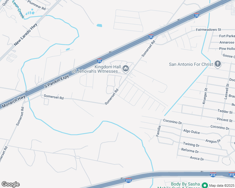 map of restaurants, bars, coffee shops, grocery stores, and more near 9324 Somerset Road in San Antonio