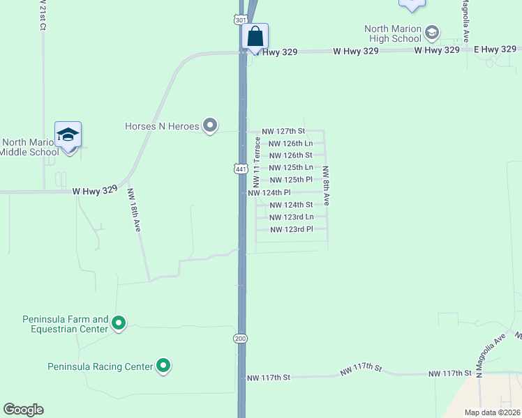map of restaurants, bars, coffee shops, grocery stores, and more near 1188 Northwest 124th Street in Citra