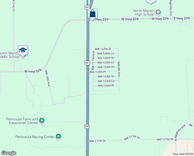map of restaurants, bars, coffee shops, grocery stores, and more near 1188 Northwest 124th Street in Citra