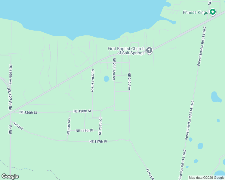 map of restaurants, bars, coffee shops, grocery stores, and more near 23880 Northeast 121st Lane in Fort McCoy